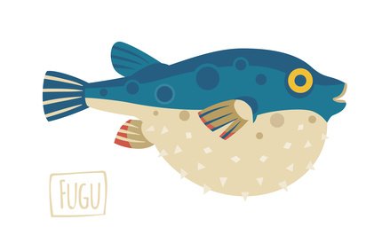 Vector illustration of a Fugu (pufferfish), cartoon style