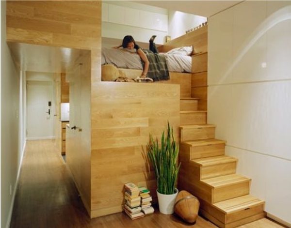 open loft staircase shelving ideas